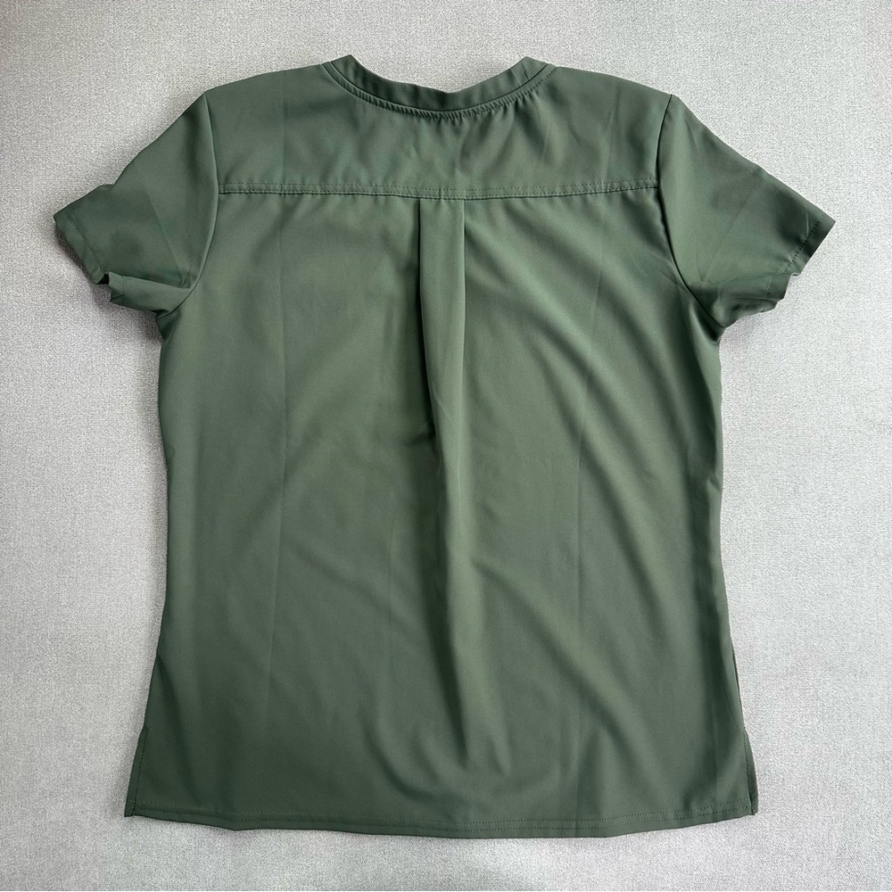 Med Couture Insight One Pocket V Neck Scrub Top. Olive Green. Small. - Picture 2 of 5